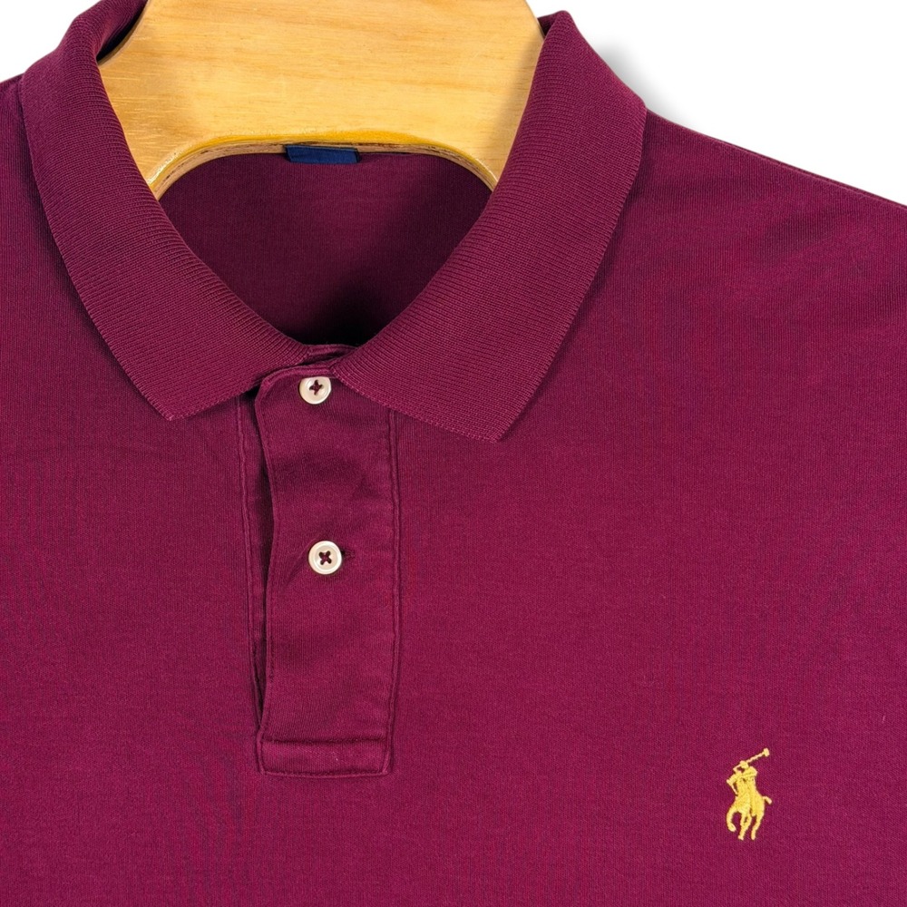 Polo Ralph Lauren Polo Shirt Men XXL Burgundy Solid Short Sleeve Pony Golf Prep